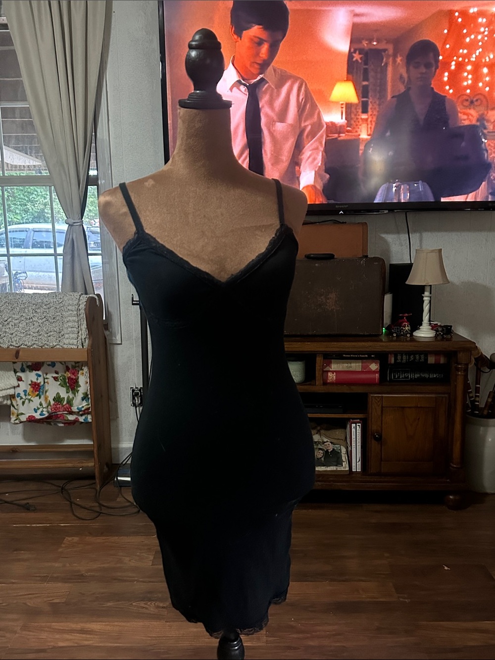 Wild Fable XXS Black Ribbed Lace Trim Slip Dress Cami Bodycon Mini Stretch
